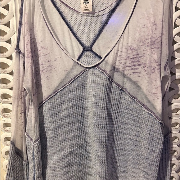 Free People We the Free “Crossfire” Burnout Oversized Thermal, Med - Picture 1 of 8